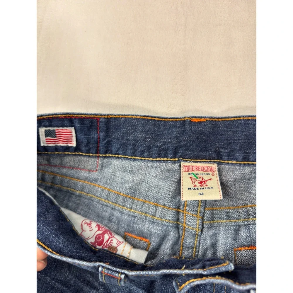 True Religion Rocco Slim Fit Jeans Mens 32 Medium Wash Blue Made in USA Cotton